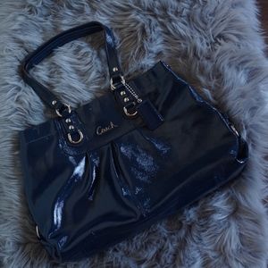 Authentic Patent Leather Blue Coach Purse